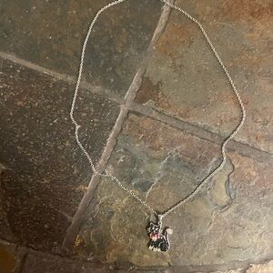 Sterling Silver Black Cat Pendant Necklace - Women Jewelry